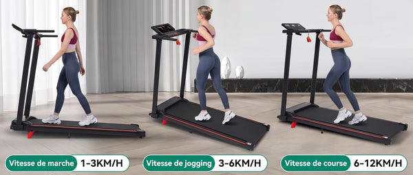 Tapis de course pliable StepDesk Run — inclinaison 8 %, 1 à 12 km/h