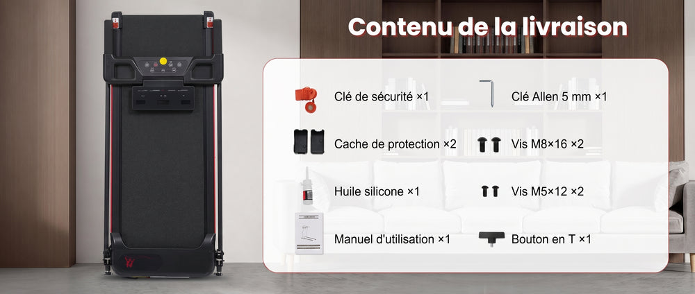 Tapis de course pliable StepDesk Run — inclinaison 8 %, 1 à 12 km/h