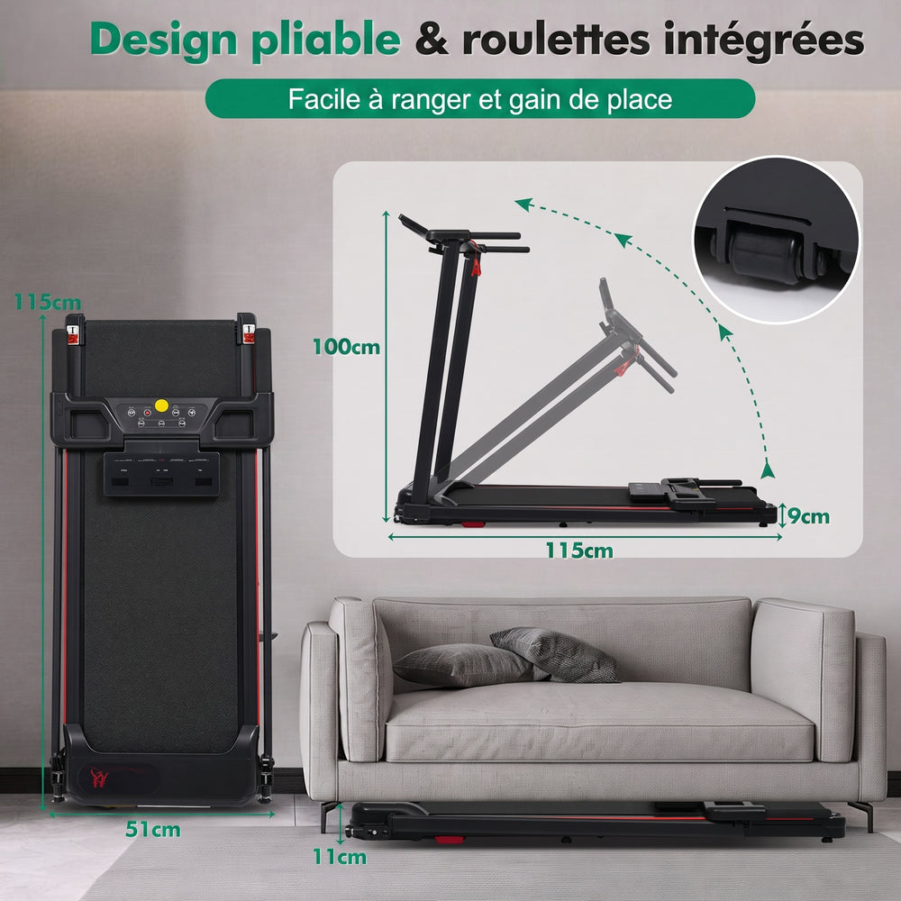 Tapis de course pliable StepDesk Run — inclinaison 8 %, 1 à 12 km/h