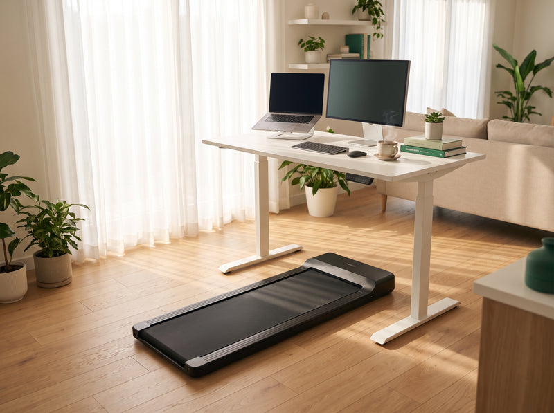 Tapis de marche StepDesk sous un bureau